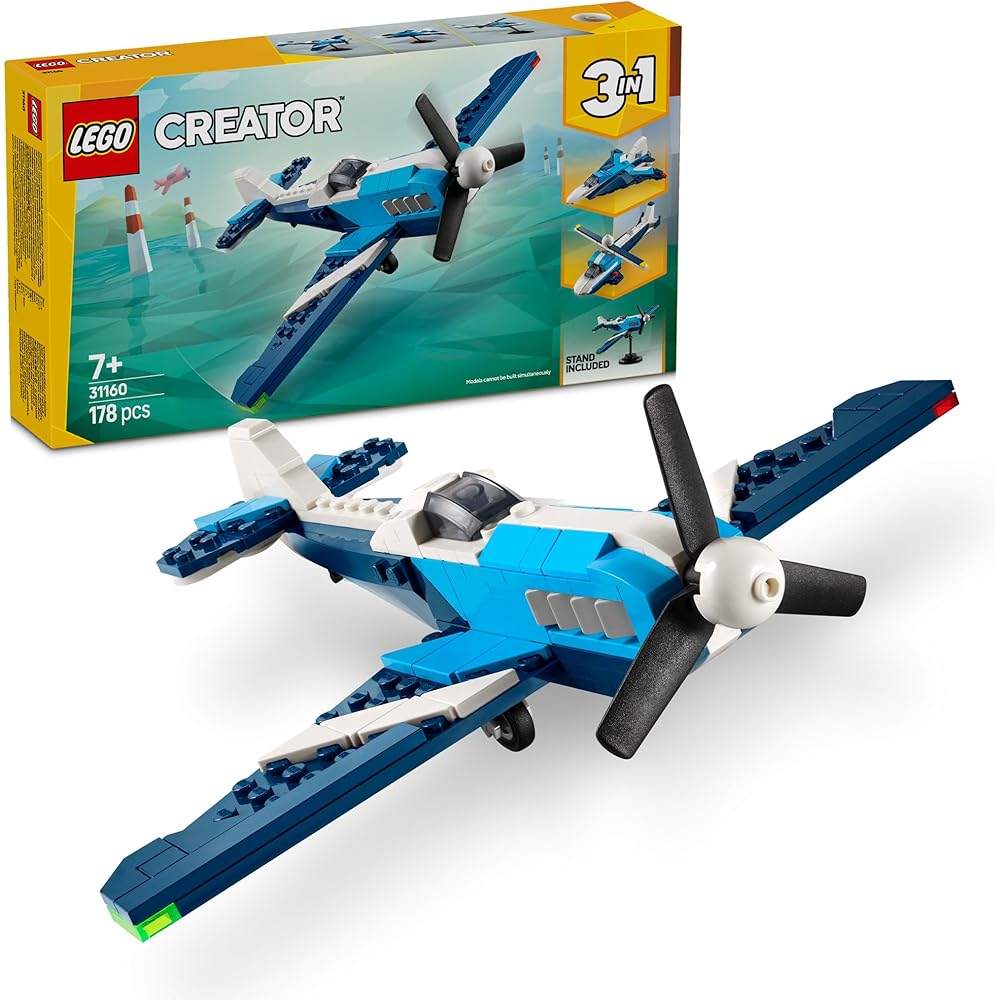 Конструктор LEGO Creator Аэроплан-гонщик для детей от 7 до 9 лет, включает самолет и дирижабль, 31160
