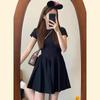 Feeling Hepburn style women's summer new design feeling waist and thin age reduction short dress black dress