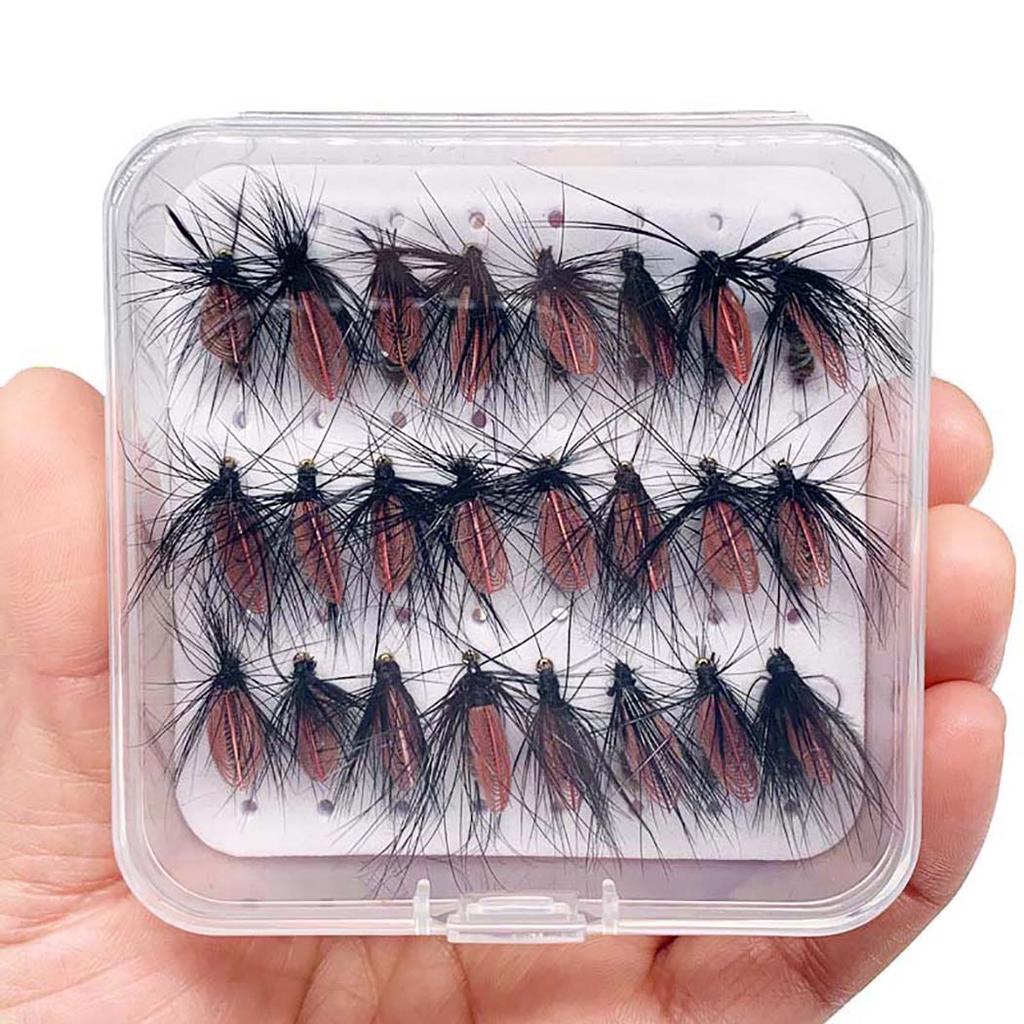 5/10/20/25Pcs/Box Black Fly Peacock Feather Wings Fly Fishing for Trout Bait Size #10 Flies Artificial Insect Bait Lure