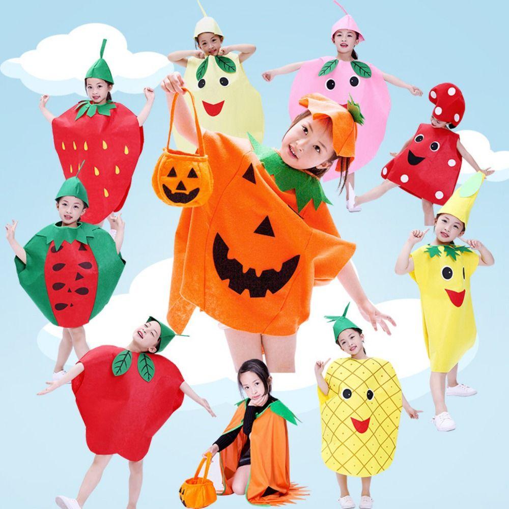 Performance Stage Children Cosplay Costume Pumpkin Cloak Performance Suit Fruit Veggie Costume Boy