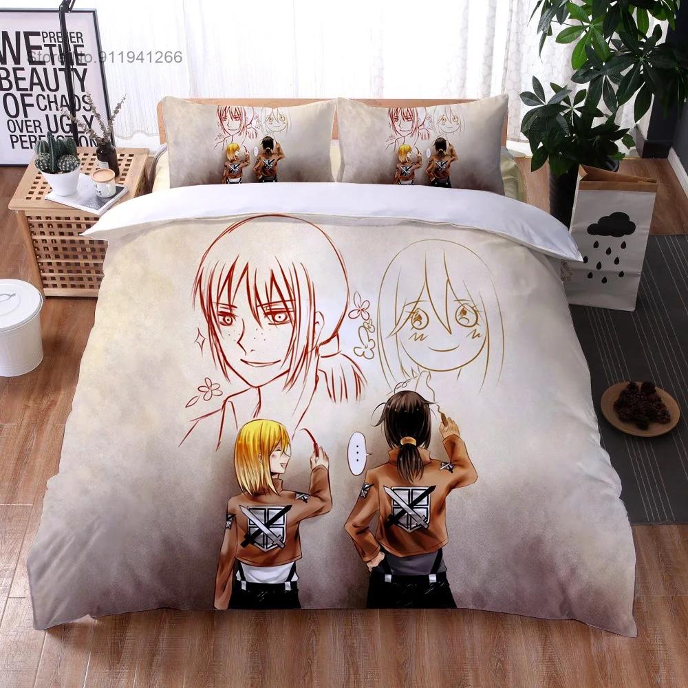 2024 3D Print Anime Attack On Titan Boys Duvet Cover Pillowcase Wings of Liberty Children Bedding Set Single Full Size