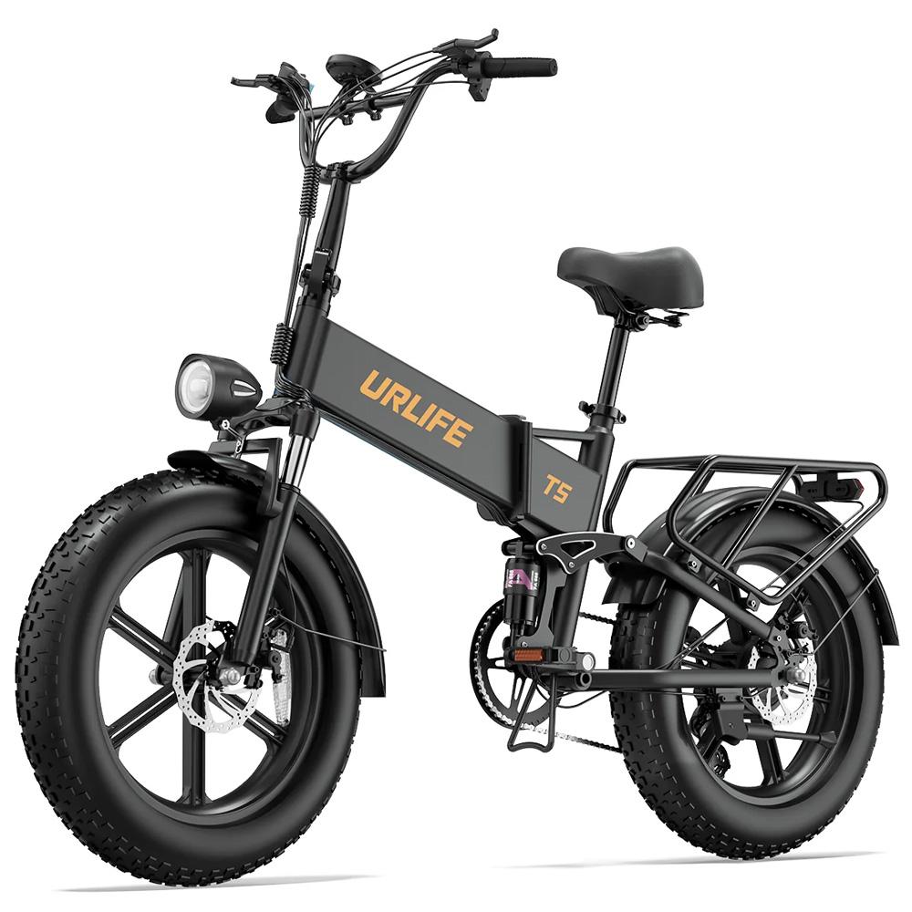 Urlife T5 Foldable Electric Bicycle 20" Fat Tire 750W Motor Fully Suspended Adult Electric Bike 48V 13Ah Dual Disc Brakes 7 Speed Max Load 120Kg