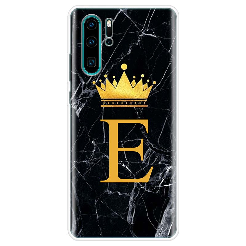Letter Alphabet Crown A-J Cover Phone Case For Huawei Y5 Y6 Y7 Y9S P Smart Z 2019 Honor 10 Lite 9 20 9X 8S 8X 8A Pro 7A 7X Coque