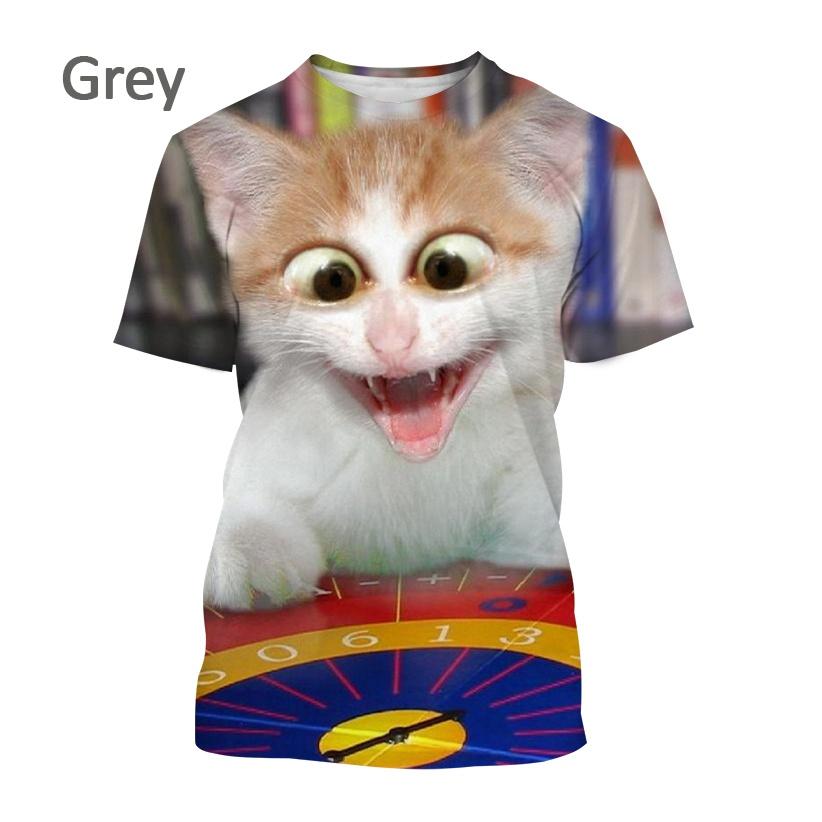 2024 Новая футболка с принтом «Забавный кот» в 3D-стиле, модная унисекс, хип-хоп, уличный стиль, повседневная футболка с круглым вырезом и коротким рукавом