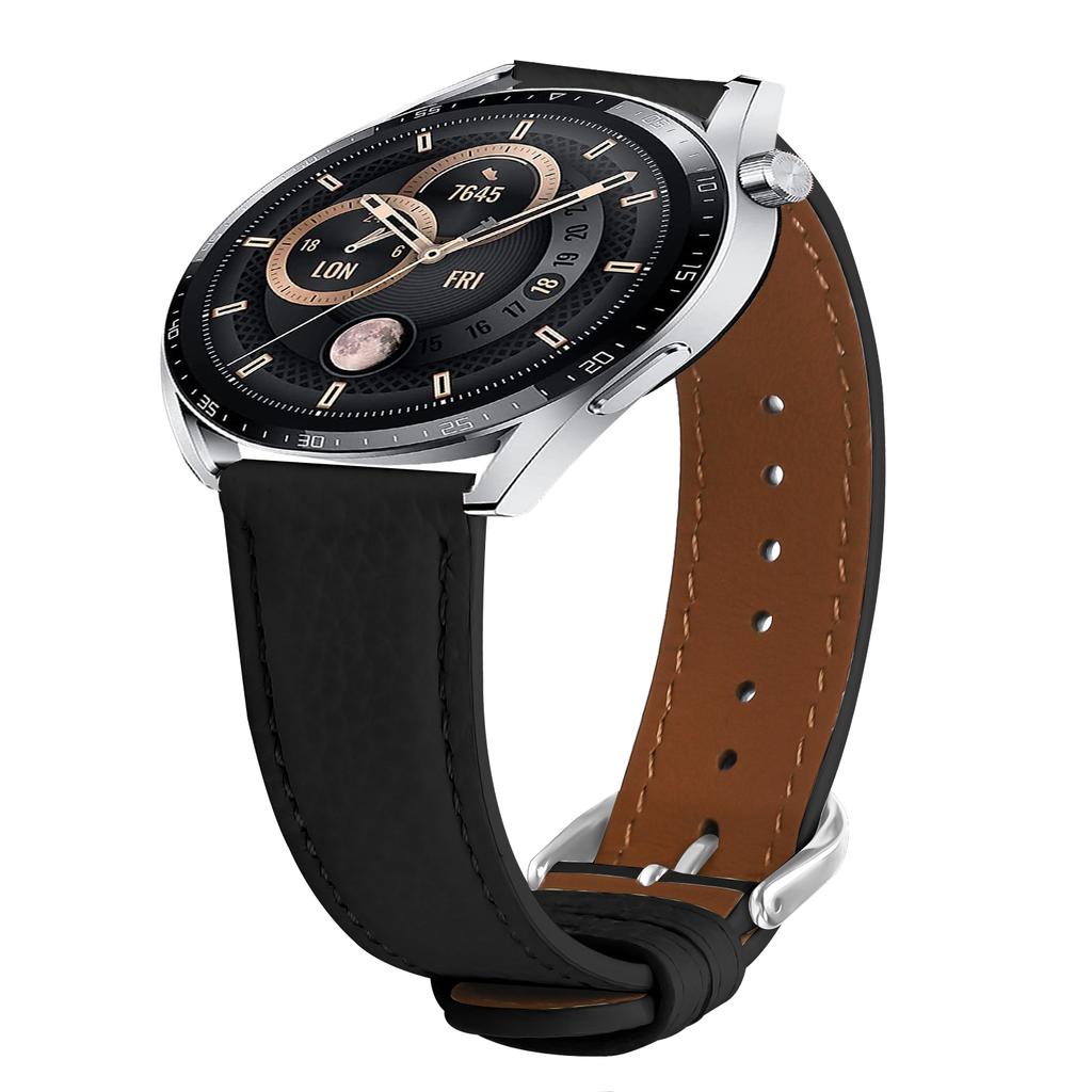 Replacement Strap for Huawei Watch 4/Watch 4 Pro Litchi Texture PU Leather Watch Band with Metal Buckle