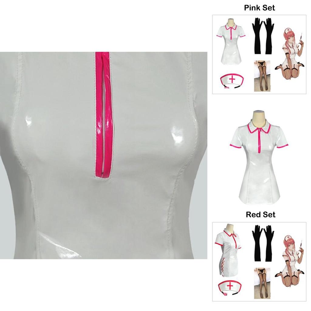 Chainsaw Man Makima Nurse Uniform Cosplay Costume Set With Headband And Stockings