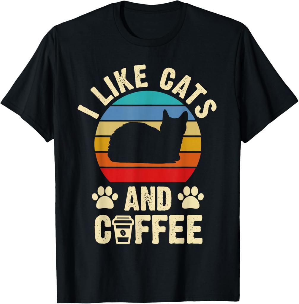 Vintage Kitty Cat Lover Coffee Enthusiast Tshirt