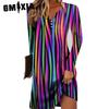 Women's Fashion Summer Spring Long Sleeve V-Neck Casual Dresses