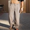 Men's Linen Casual Pants Front Pocket Straight Leg Solid Color Comfortable Breathable Fashionable Daily Holiday Cott