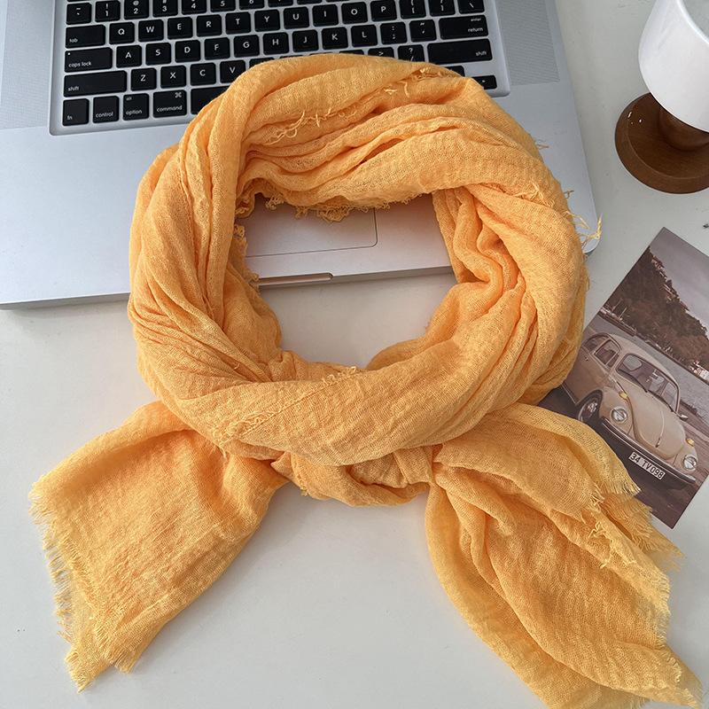 Autumn and Winter Scarf Women's New Versatile Long Solid Color High-end Scarf Warm Scarf Shawl Silk Scarf