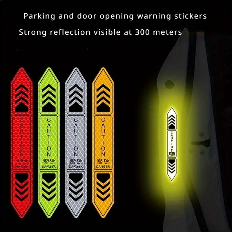 4-Pack Night Reflective Car Door Stickers Plastic Safety Warning Decals14*2cm/5.51*0.79in Visible At 300 Meters