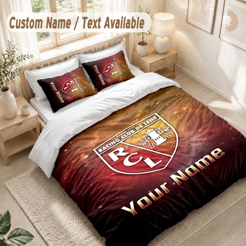 Custom Name Bedding Set 3 Piecesracing club de lens Print Duvet Cover + 2 Pillowcases Soft Bed Decor