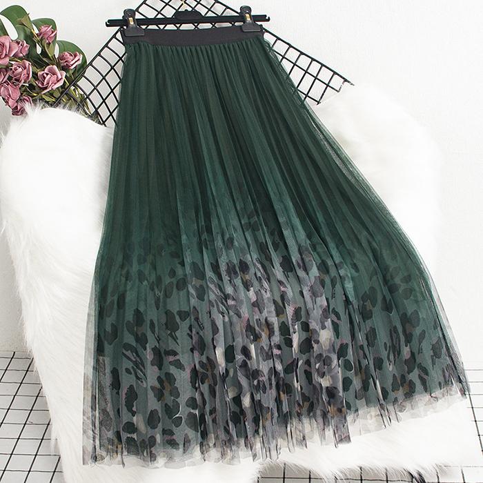 Женская весенне-осенняя юбка А-силуэта с высокой талией, сетчатая, с принтом павлина, градиентного цвета, подходящая ко всему