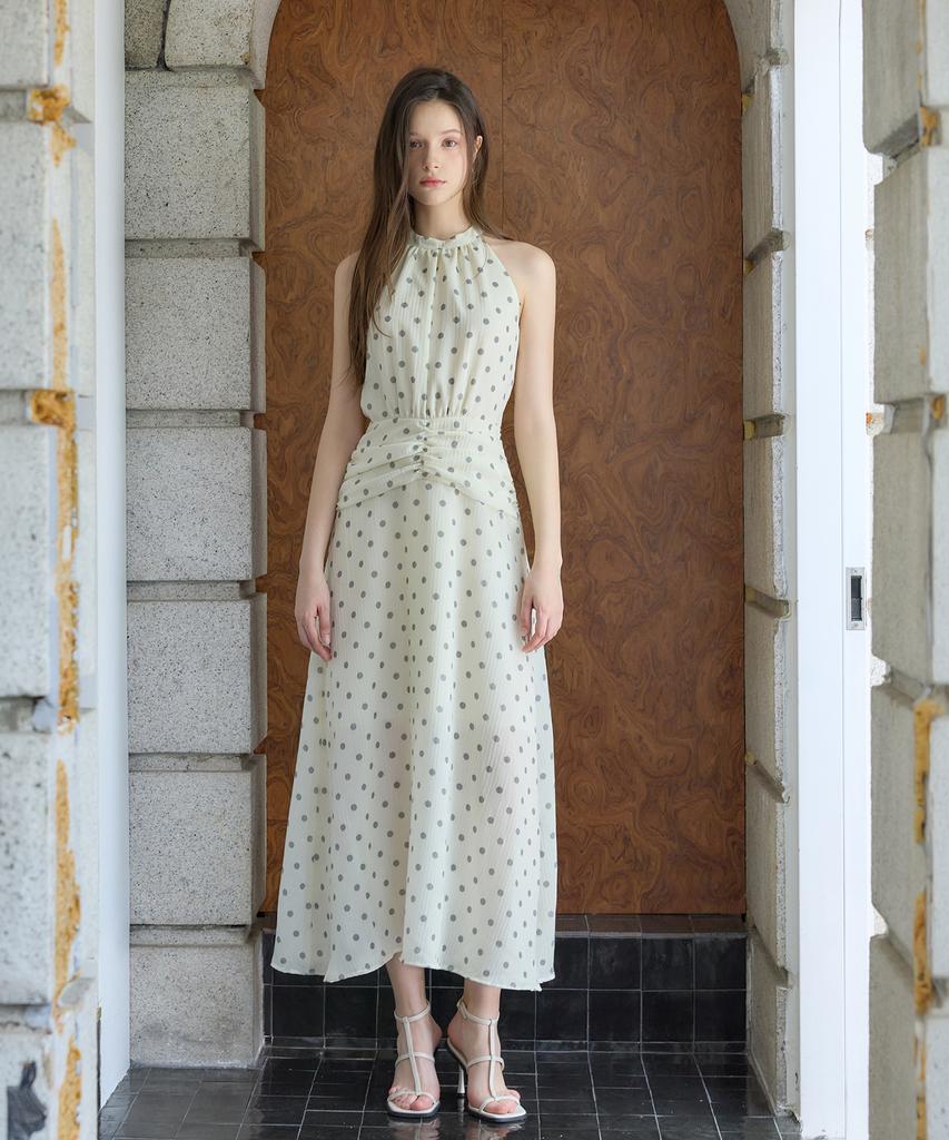Julie And Kara 26Hs Love By You Marina Dot Halter Dress Cream Resort Look Vacation Look