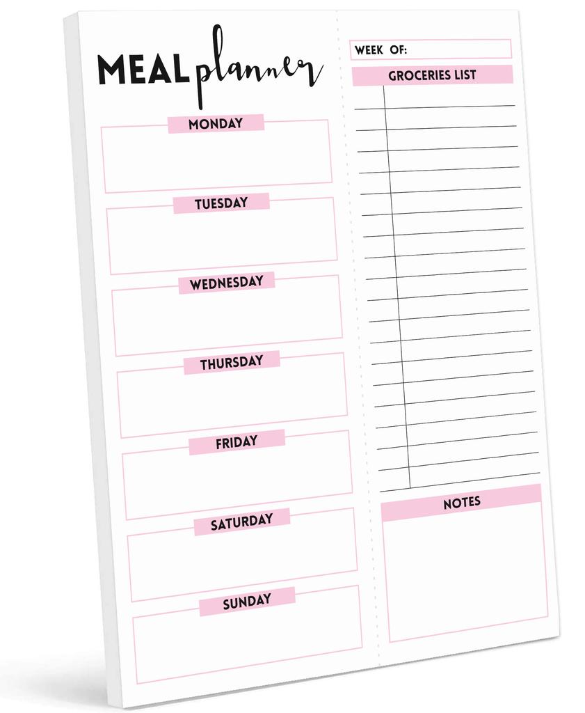 Inkdotpot Weekly Meal Planner Notepad 7"x10 , "Kitchen Menu" Magnetic Meal Planning Pad with Tear Off Grocery S-54 Sheets