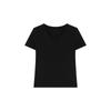 Simple Solid Color V-neck Front Shoulder Short-sleeved T-shirt for Women's Summer New Slim Fit Basic Student Top