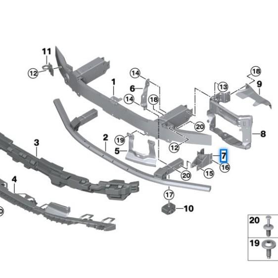 Кронштейн переднего бампера для BMW 7 серии G70 (Номера деталей: 51119463973, 51119463974)