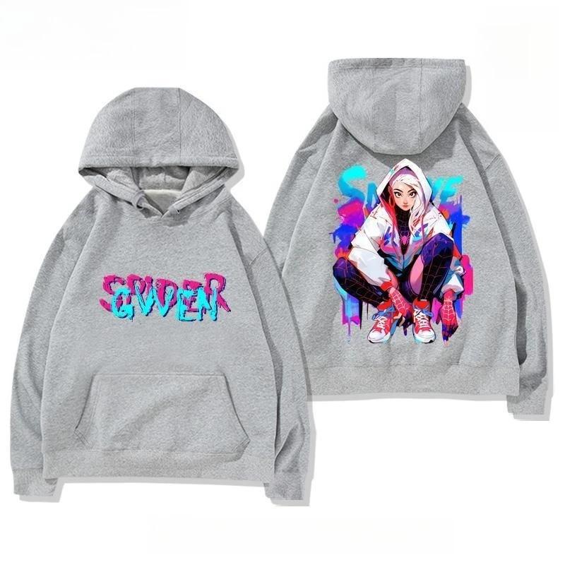 Marvel Authorized Spider-Man Parallel Universe Gwen Anime Printed Hoodie Autumn and Winter Men's and Women's Long Sleeves
