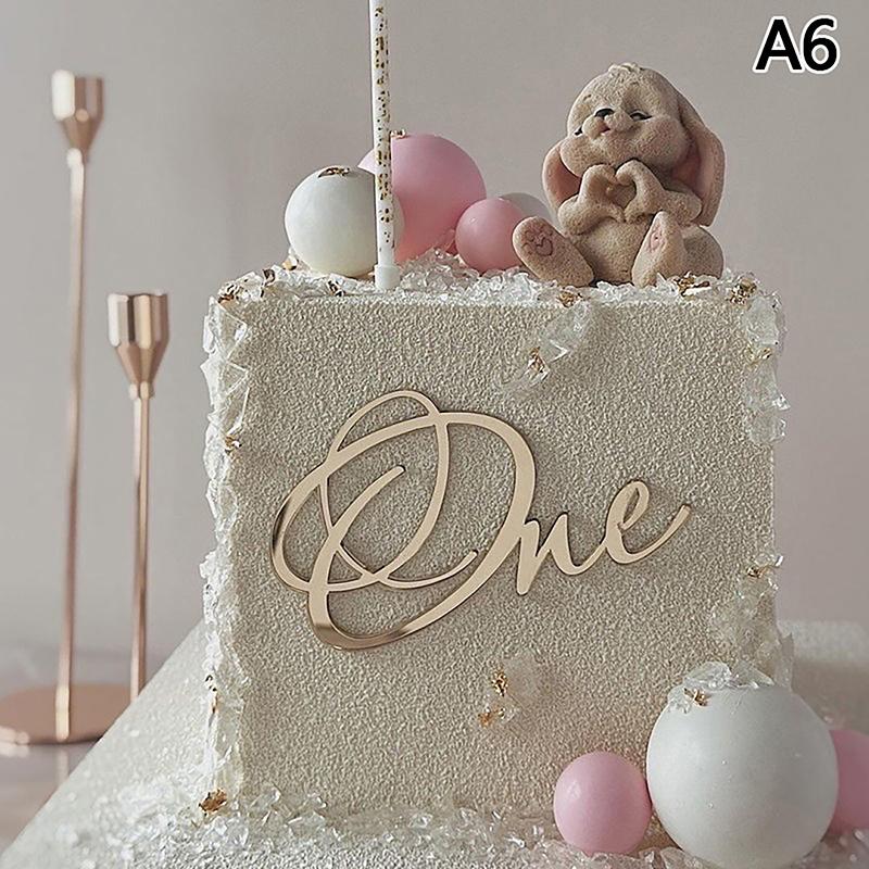 One Happy Birthday Cake Topper Acrylic Rose Gold One Cupcake Topper For Kids