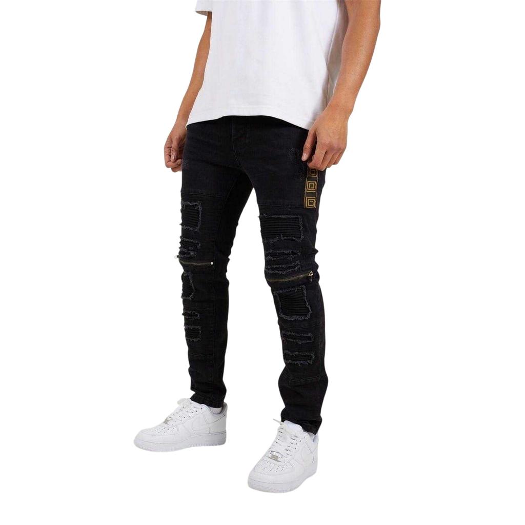 Brave Soul Mens Biker Stitched Skinny Jeans