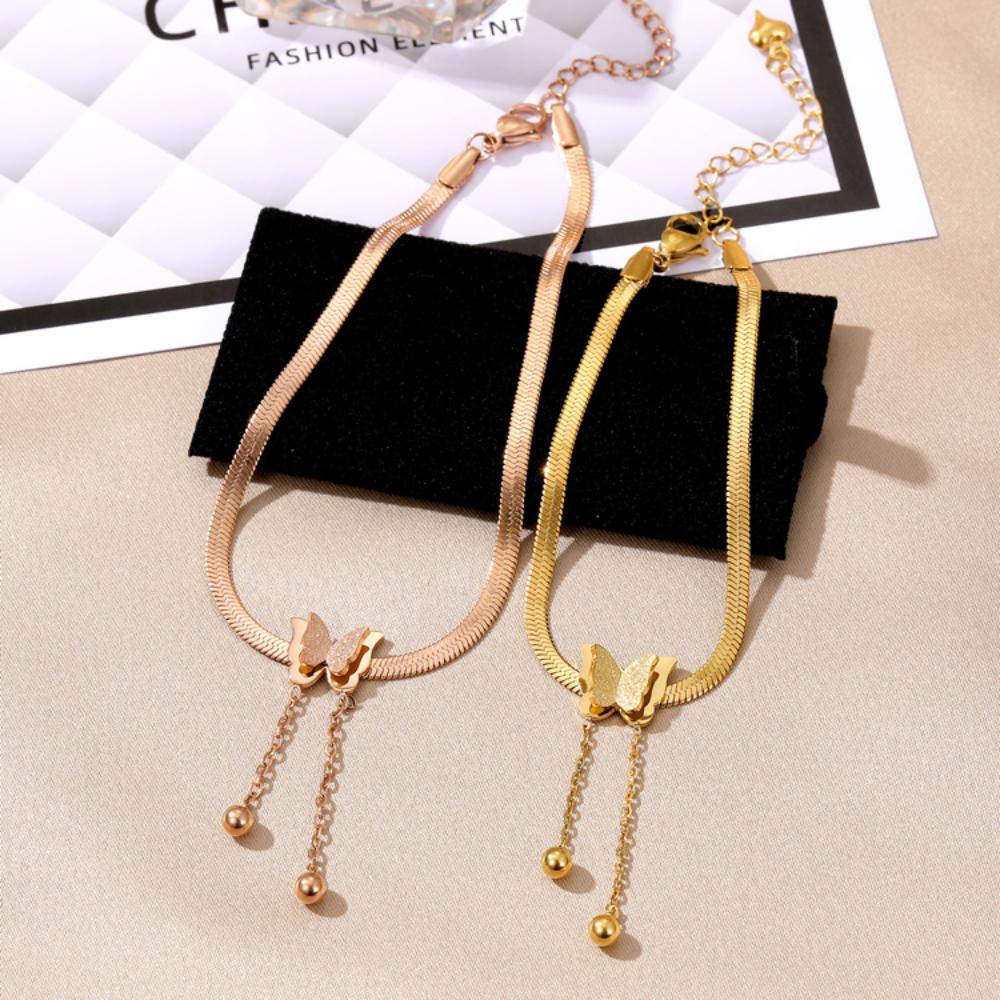 Tassel Snake Bone Chain Bracelet Charming Girl Fashion Butterfly Bracelet Gold Elegant Versatile Party Gift Jewelry
