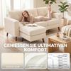 Corner Sofa 192 cm L-Shape 3-Seater Sofa with Reversible Chaise Longue, Corduroy Look, for Small Spaces, Cream White