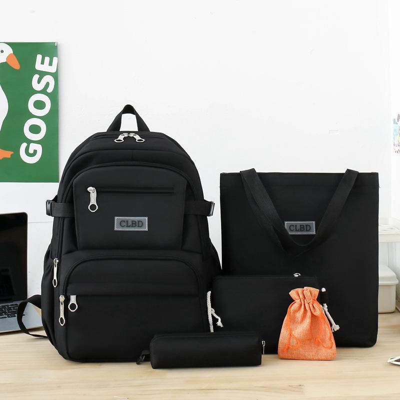 5 шт.. Рюкзак из пяти предметов для начальной школы, для старшеклассников, большой емкости, с несколькими карманами, многофункциональный рюкзак, однотонная холщовая сумка для отдыха