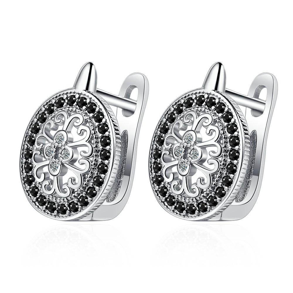 Fashion Creative Rhodium Plated Black Zircon Earrings Vintage Non Tarnish Womens 925 Copper Earring