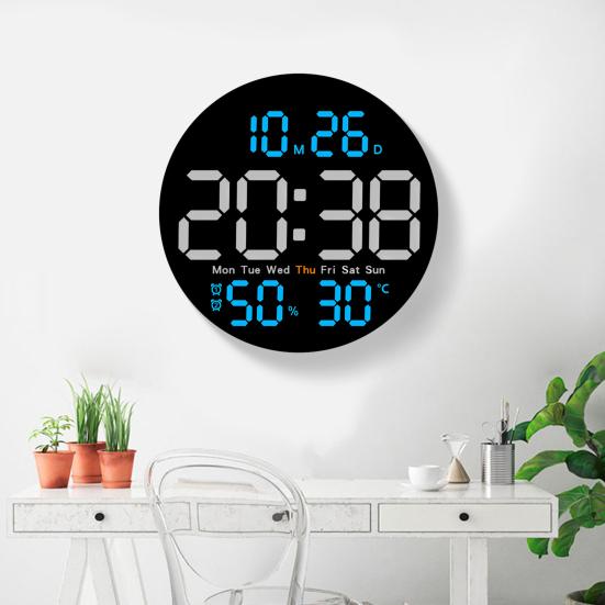 Светодиодные настенные часы Yousheng с большим дисплеем, легко читаемым дисплеем, функцией дистанционного управления, функцией измерения влажности и температуры, универсальные настенные часы