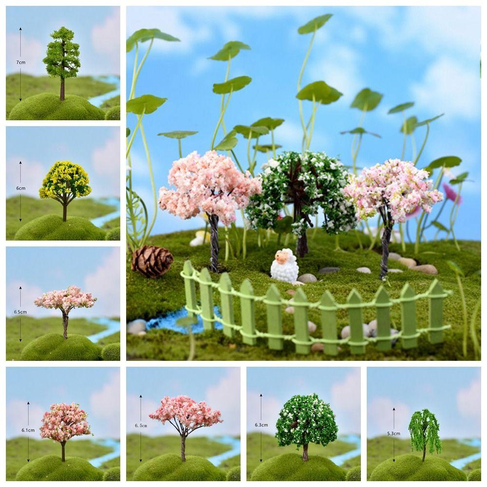 Plastic Simulation Trees Landscape Rural Style Micro Figurines Durable Sakura Miniatures  Yard