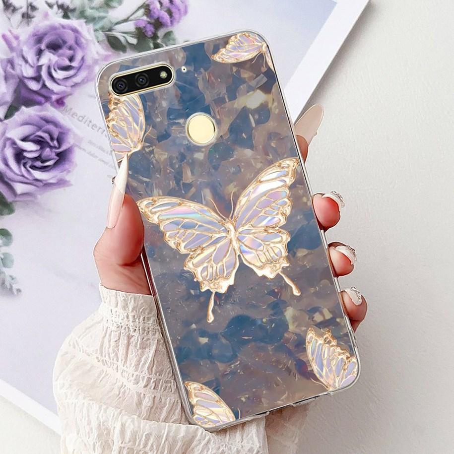 For Huawei Y6 2018 Case ATU-L21 ATU-L22 Cover Luxury Marble Butterfly Soft Silicone Phone Cover For Huawei Y6 Prime 2018 Carcasa