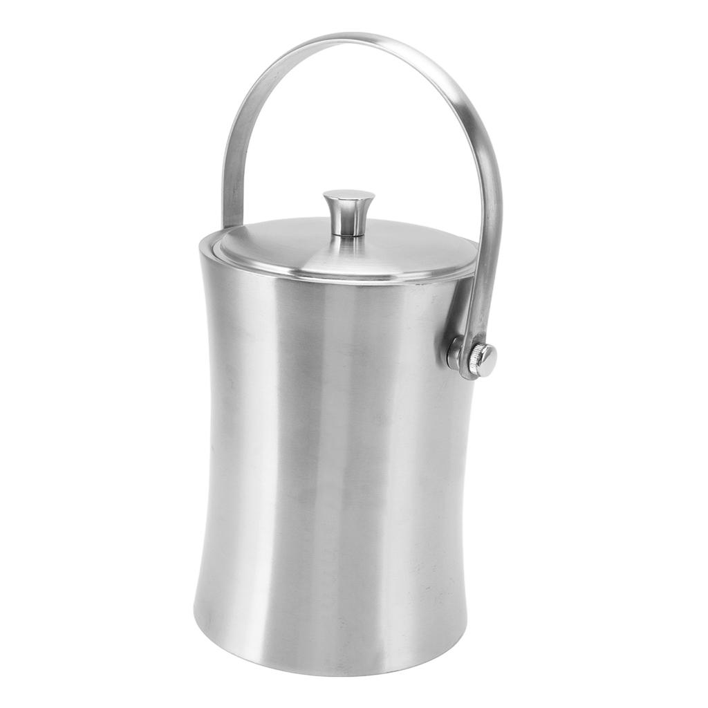 Ведро для льда с двойной стенкой объемом 1 л, в форме талии, из нержавеющей стали, с крышкой и отделением льда для