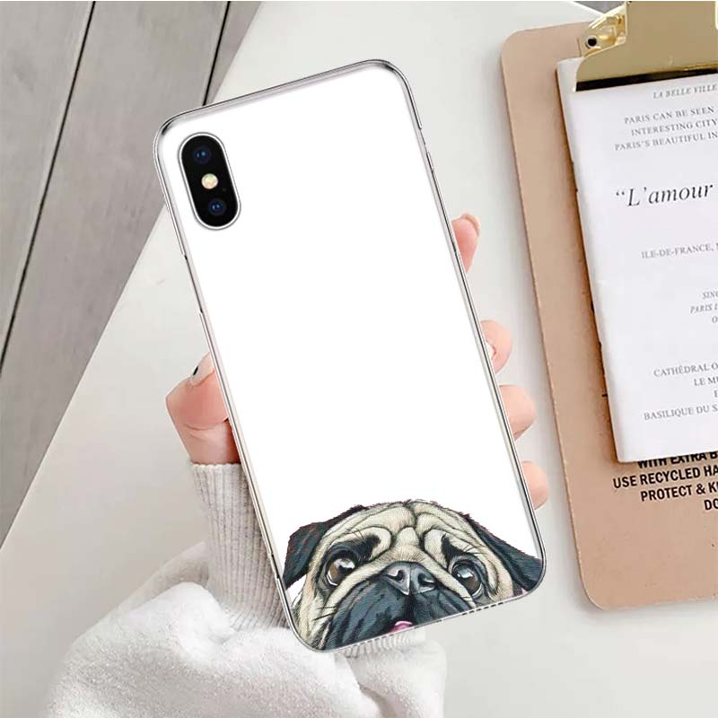 Мопс Французский бульдог животное Мягкий чехол для телефона Для IPhone 11 17 Air 16E 16 Pro Max 15 + 14 Plus 13 Mini 12 Apple 7 SE 8 Fundas Co
