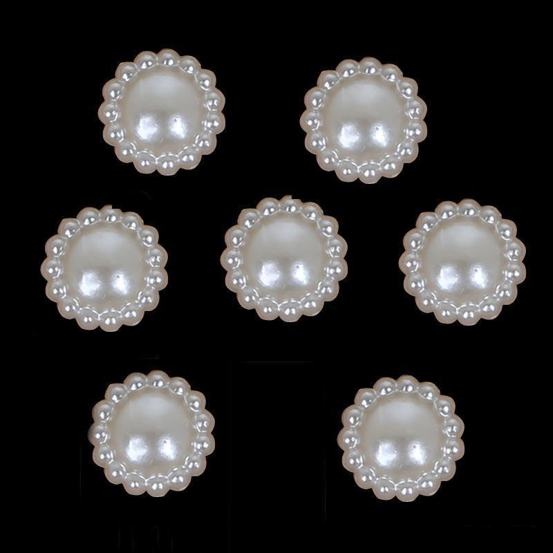 50pcs/bag 12mm Colorful Lacy Half Round Flat Beaded DIY Jewelry Handmade Accessories