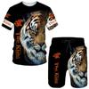 Летний мужской спортивный костюм Tiger с 3D принтом животных, футболка, шорты, комплекты из 2 предметов, уличная одежда, спортивные костюмы больших размеров, новая мужская одежда