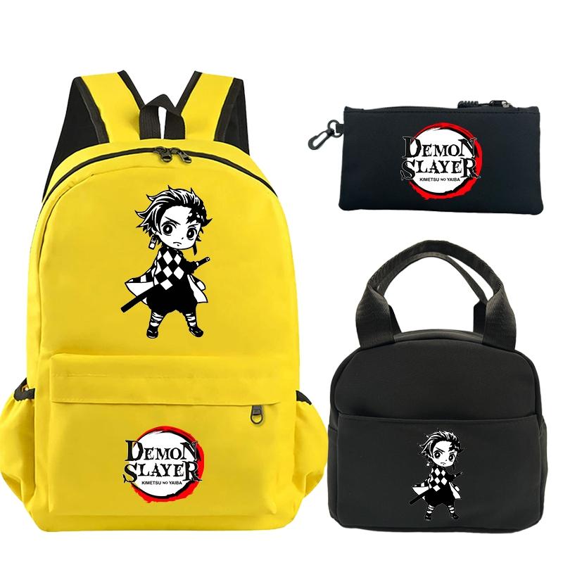 3 шт./компл. рюкзак «Убийца Демонов» с принтом, сумка для обеда, пенал для подростков, детский школьный рюкзак для девочек и мальчиков