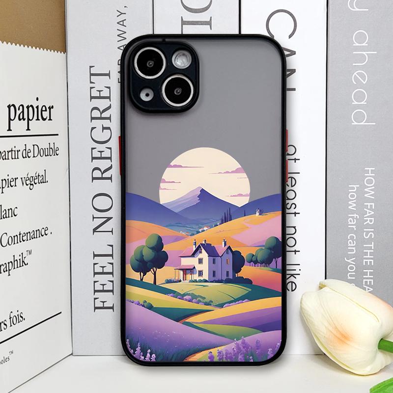 Чехол для телефона "Горная лесная деревня" для IPhone 13 12 Mini 16 15 11 14 Pro Max 7 8 Plus SE X XS Ударопрочный чехол Пейзаж с подсолнухами
