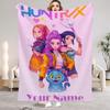 Personalized Name K-Pop Demon Hunters Huntrix Flannel Blankets Travel Bedroom Sofa Bithday Gifts For Kids Soft Throw Blanket