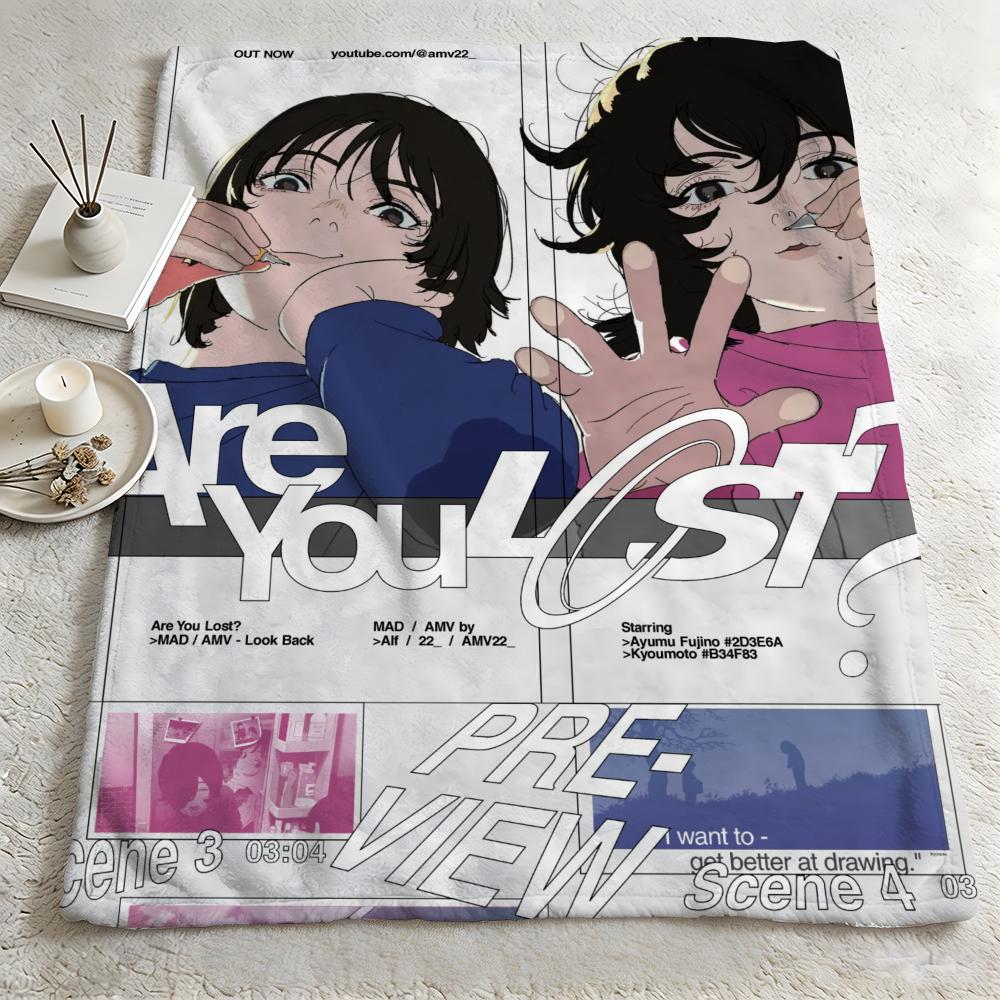anime LLook Backk Throw Warm Soft Flannel Blanket Multiuse for Sofa Bed Camping Travel Nap