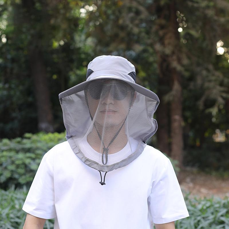 Уличная шляпа рыбака с широкими полями, шляпа-ведро, шляпа от комаров с сеткой, защита от насекомых и пчел, мужская солнцезащитная рыболовная кепка