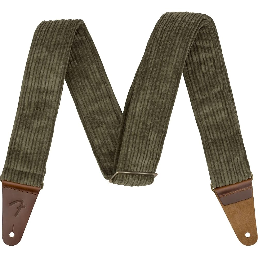 Fender Corduroy Strap Antique Olive Adjustable Guitar Strap 2.5 inches Wide