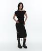 Rough Neck Asymmetric Panel Skirt Black