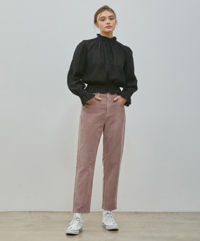 RYUL+WAI High-Waisted Corduroy Crop Pants Pink
