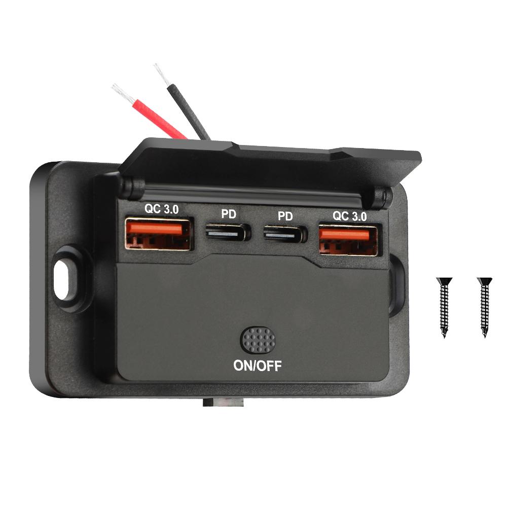 12 В 24 В USB-розетка для зарядки в автомобиле, двойной PD USB C-разъем, настенное крепление, аксессуары для автомобиля, лодки, морского кемпера, автофургона, грузовика, гольф-кара