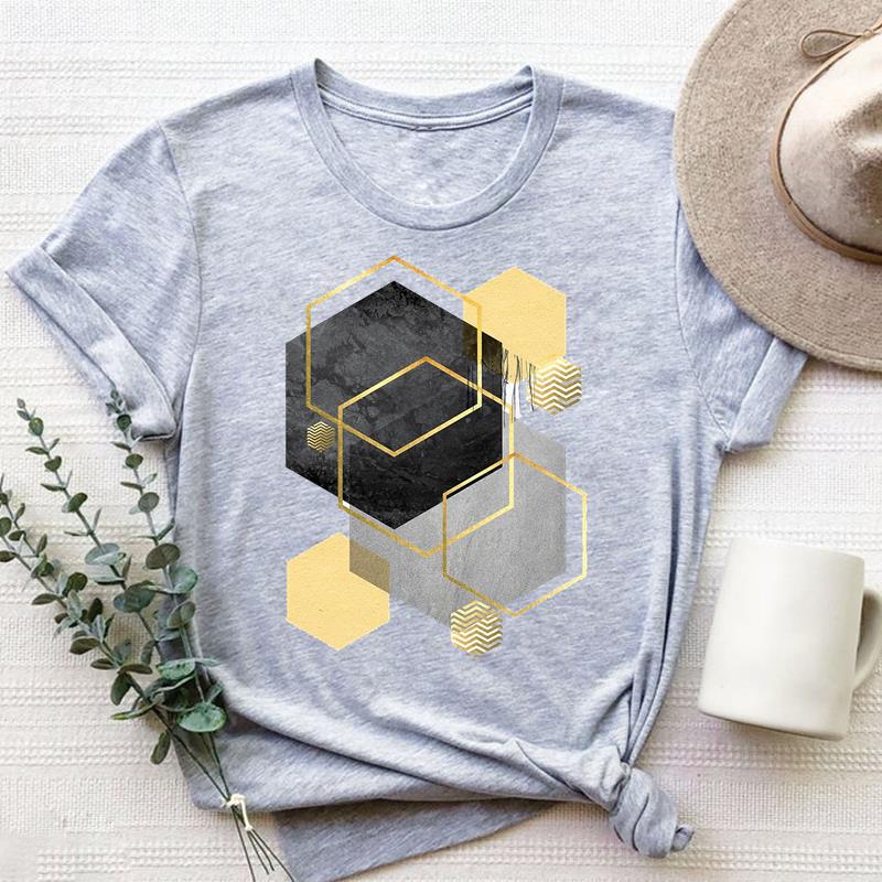 Милая футболка с геометрическим рисунком, модная футболка, одежда, стиль 90-х годов, трендовая повседневная женская футболка с коротким рукавом и принтом, женская женская футболка с графикой