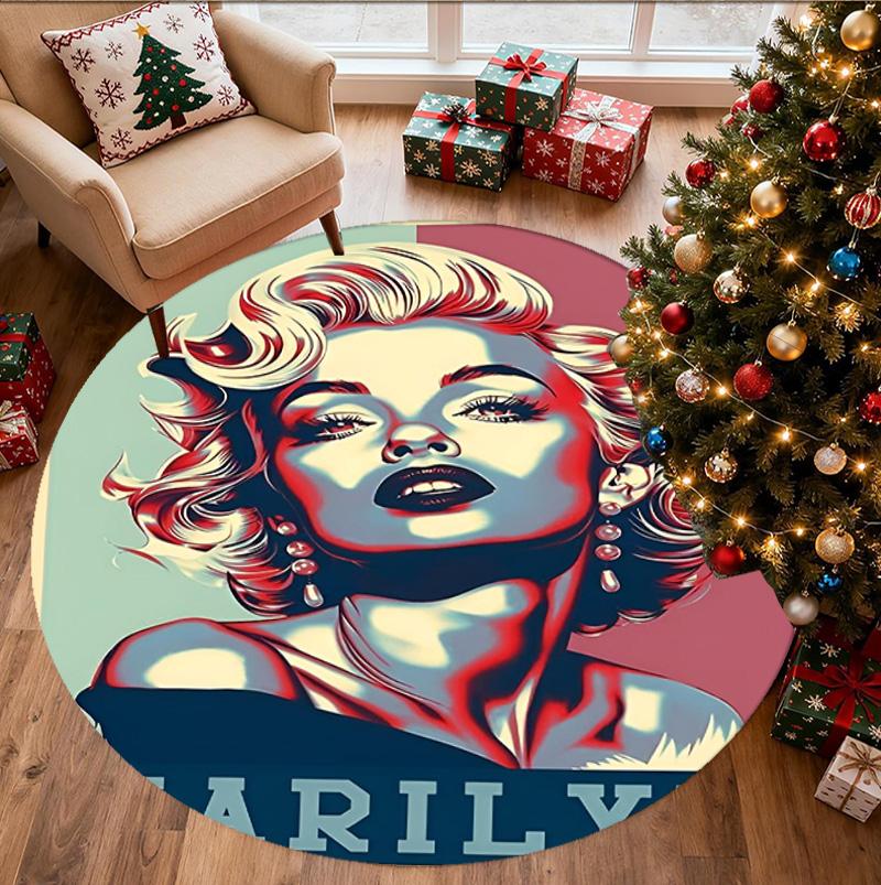 Marilyn Monroe Pattern Round Rug, Indoor/Outdoor Mat, for Picnic, Gameroom, Bedroom, Office, Living Room, Home Decor Carpet, Birthday Gift