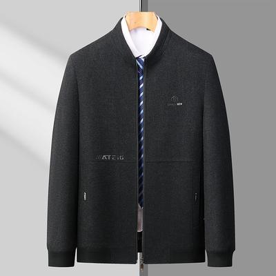 Мужская куртка со стойкой воротником осень и зима новая средняя и легкая деловая куртка однотонная куртка папы руководителя мужская повседневная