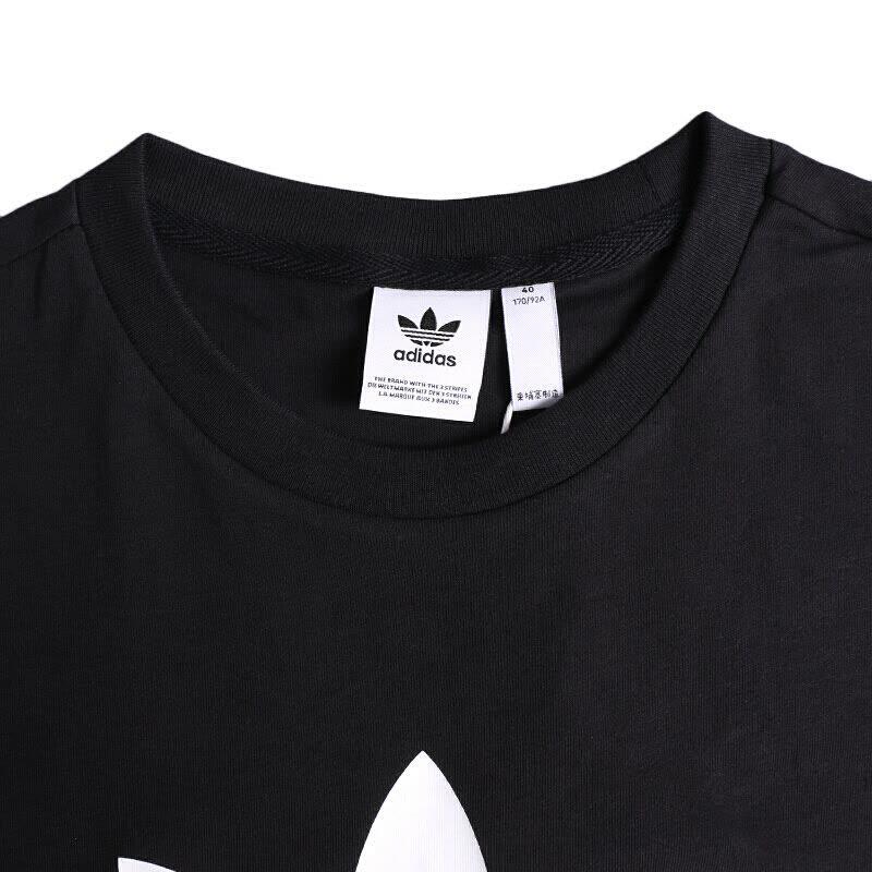 adidas Футболка женская с коротким рукавом и круглым вырезом, с цветным блоком логотипа, дышащая, впитывающая пот, черная CY7367