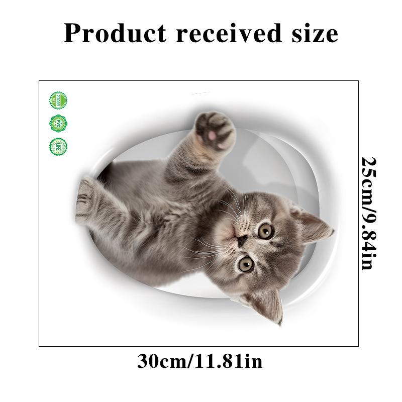 3D мультяшные яркие наклейки для туалета с котом, наклейки с милыми животными, собаками, белками для туалета, украшения ванной комнаты, водонепроницаемые наклейки