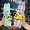 1PC Limoncello Lemon Fruit Vintage Label Print 750ml Color Plastic Sports Water Bottle Leakproof Flip Straw Lid Suitable for Sports Office Home Use
